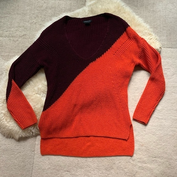 Trouve Fall Color block Chunky Knit Sweater M - Picture 2 of 8